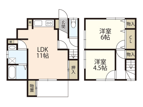 西川貸家二戸一 西
